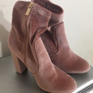 Velvet pink booties not worn